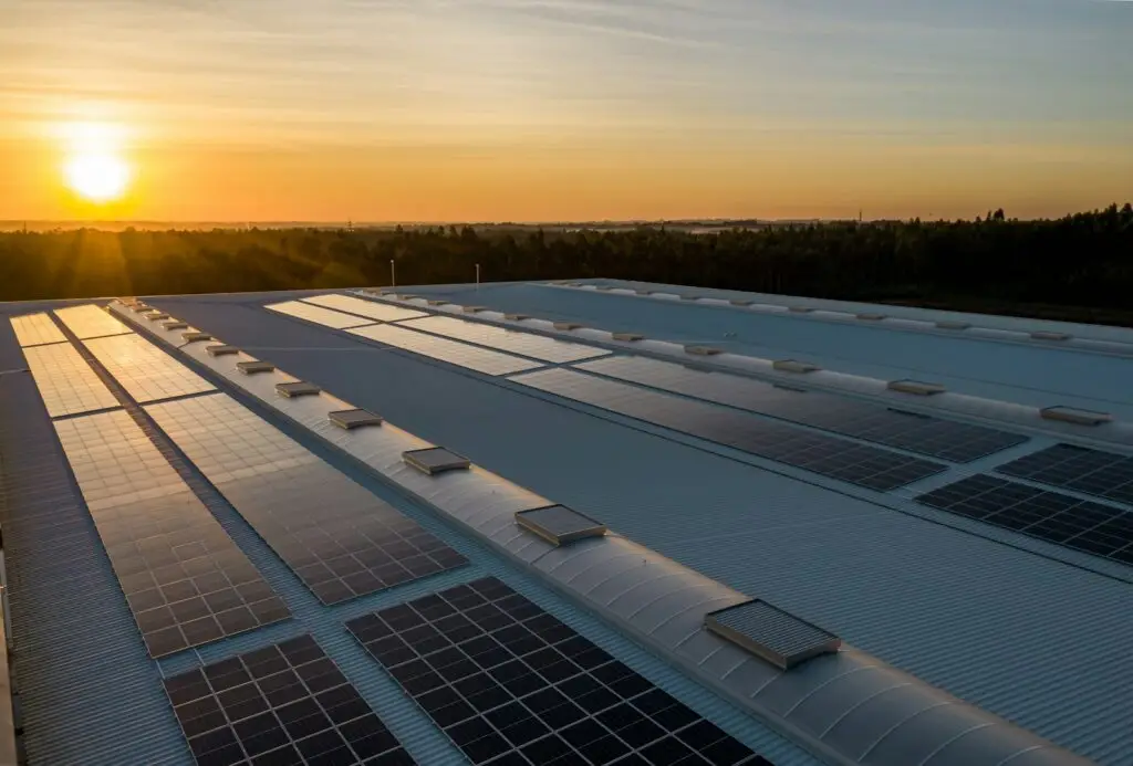 Detailný záber na fotovoltaické panely